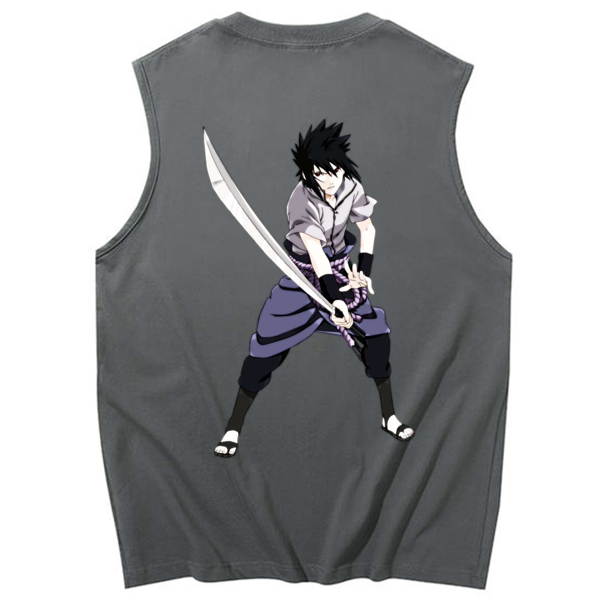（画像用） NARUTO -ナルト- うちは サスケ Uchiha Sasuke コットン100％タンクトップ（背面プリント）